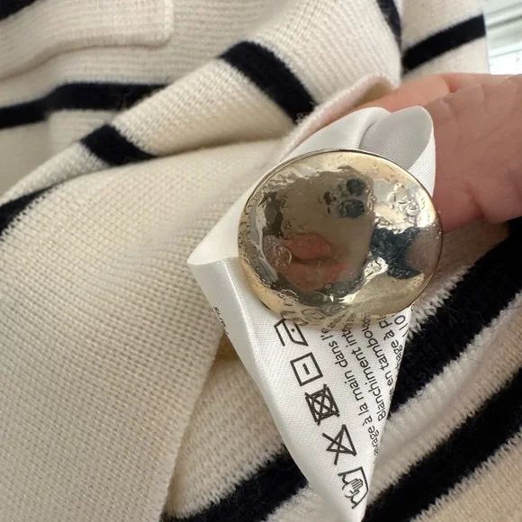 Sezane Cream and Black Striped Betty Cardigan - Picture 5 of 8